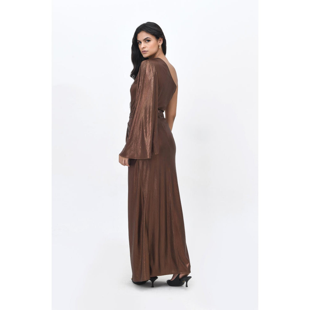 Contemponari Brown Sundowner Textured Skirt and Top