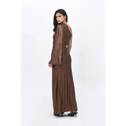 Contemponari Brown Sundowner Textured Skirt and Top