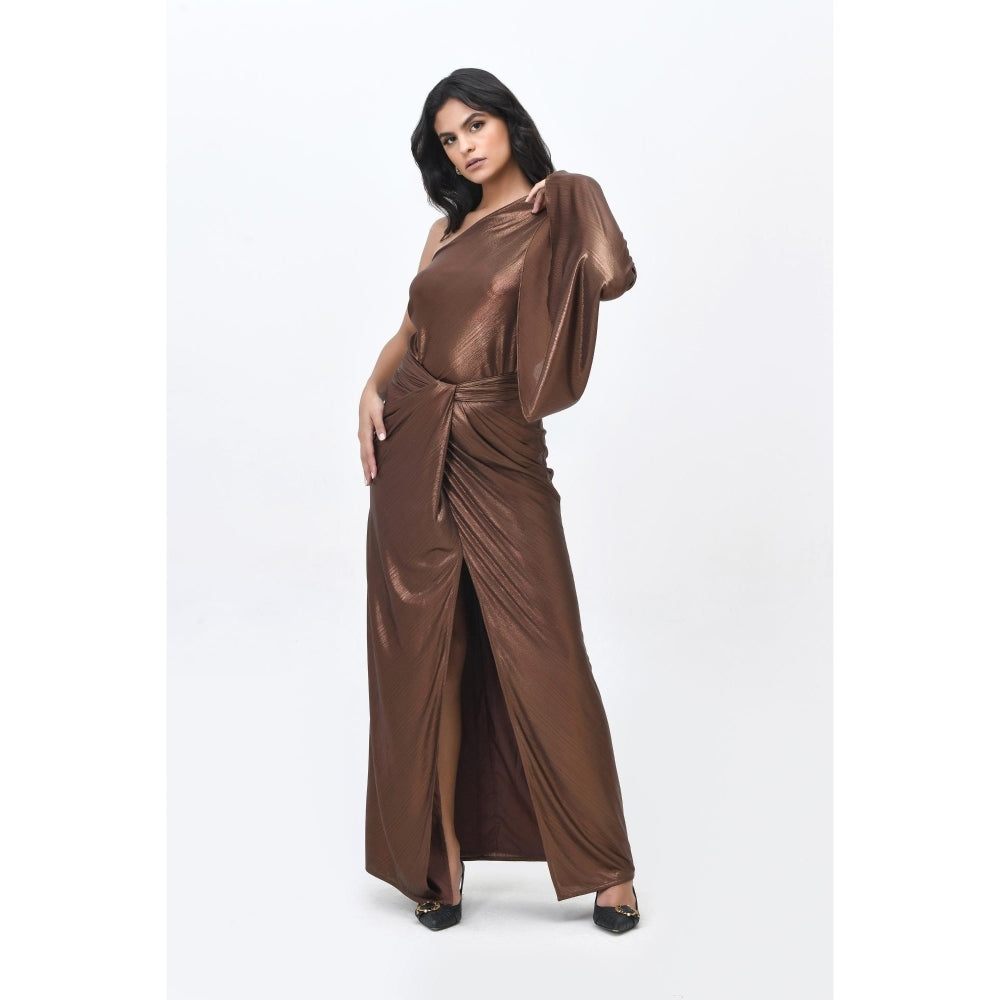 Contemponari Brown Sundowner Textured Skirt and Top