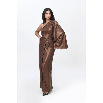 Contemponari Brown Sundowner Textured Skirt and Top