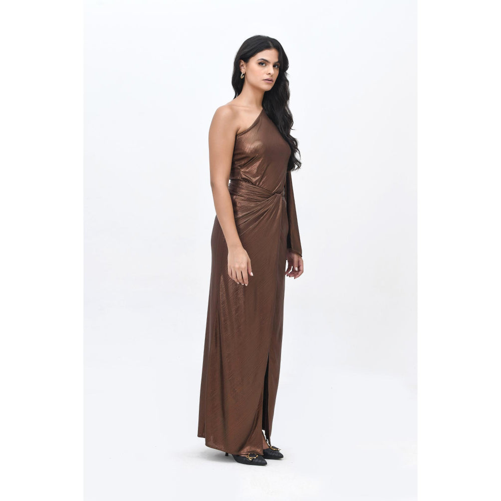 Contemponari Brown Sundowner Textured Skirt and Top