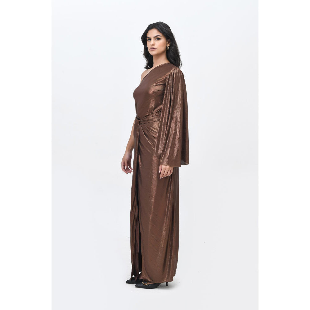 Contemponari Brown Sundowner Textured Skirt and Top