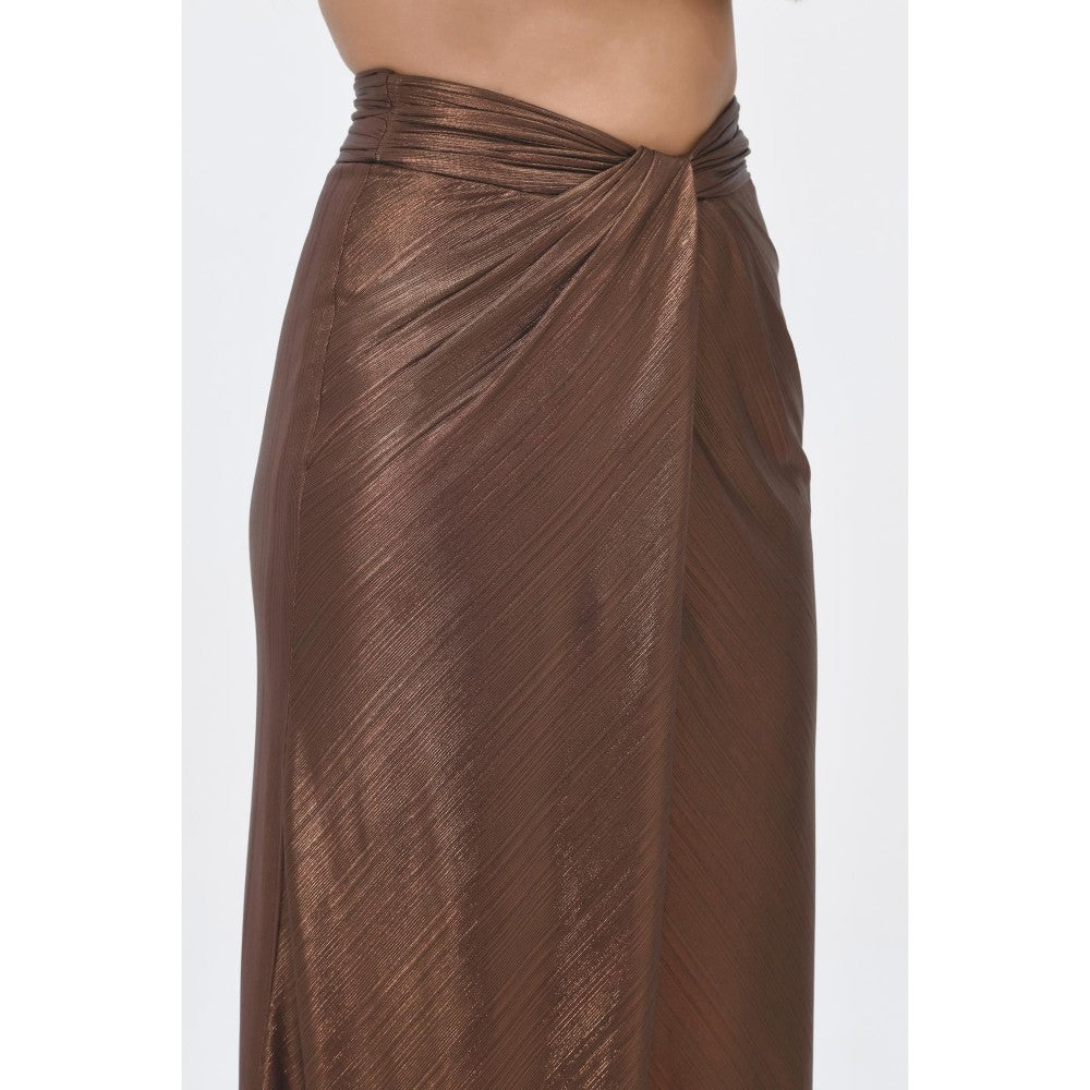 Contemponari Brown Sundowner Textured Skirt and Top