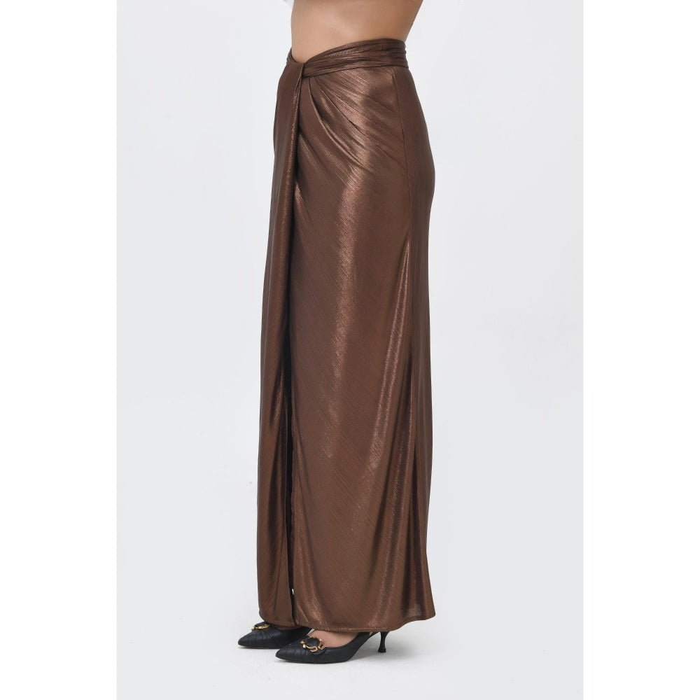 Contemponari Brown Sundowner Textured Skirt and Top