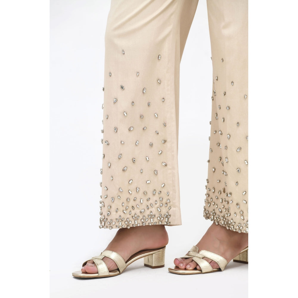 Contemponari Champagne Spill Embellished Jumpsuit