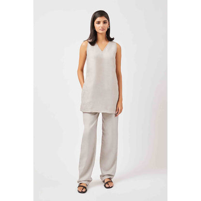 Contemponari Grey Solid Diya Tunic