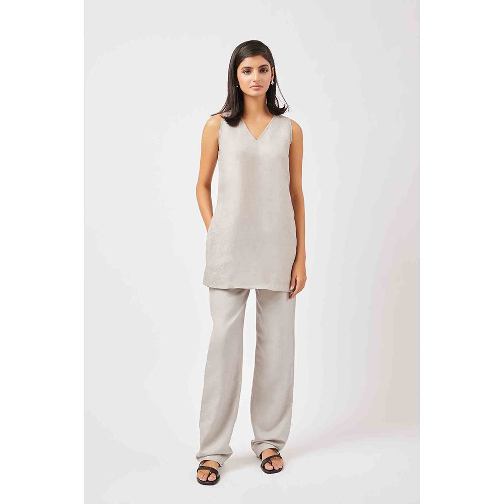 Contemponari Grey Solid Diya Tunic