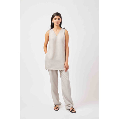 Contemponari Grey Solid Diya Tunic