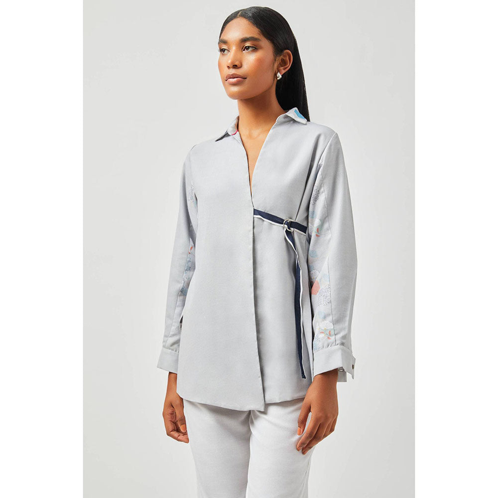 Contemponari Grey Olivia Collar Neck Overshirt