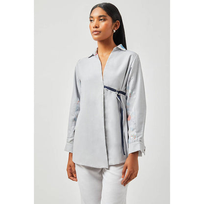 Contemponari Grey Olivia Collar Neck Overshirt