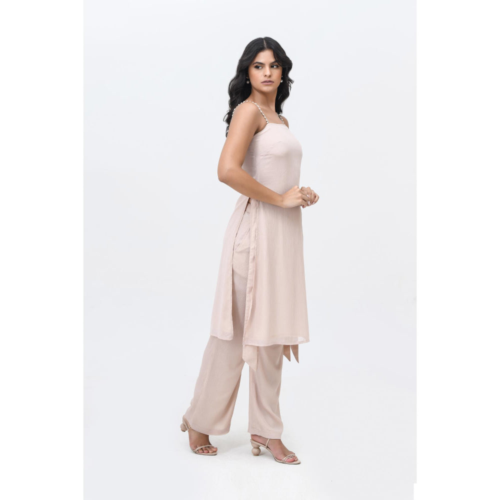 Contemponari On The Record Beige Kurta with Pant