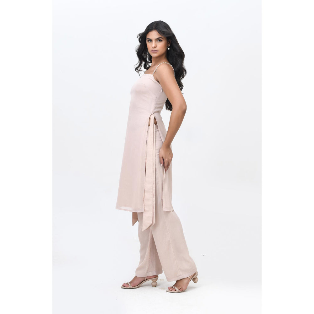 Contemponari On The Record Beige Kurta with Pant