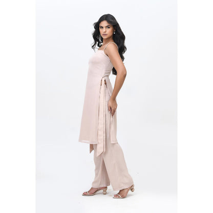 Contemponari On The Record Beige Kurta with Pant