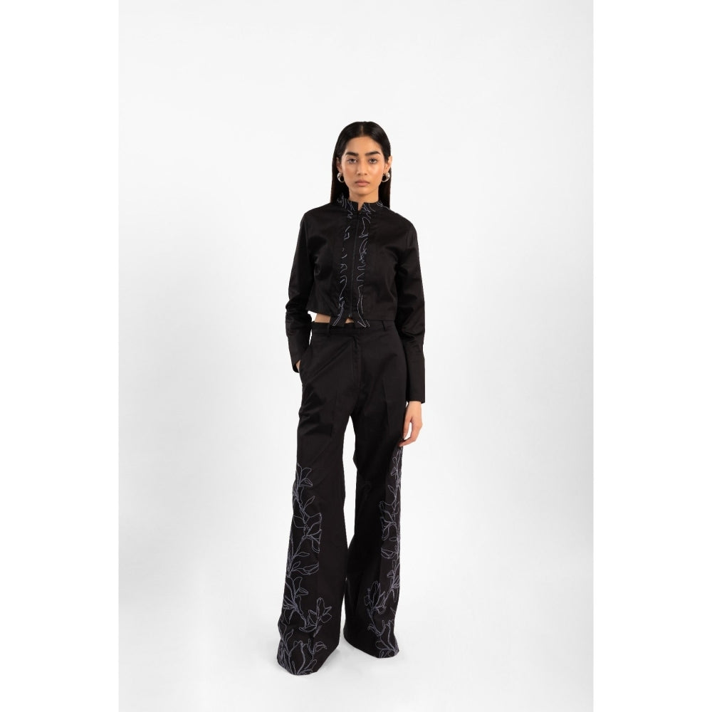 Contemponari Black Verona Embroidered Co-Ord (Set of 2)