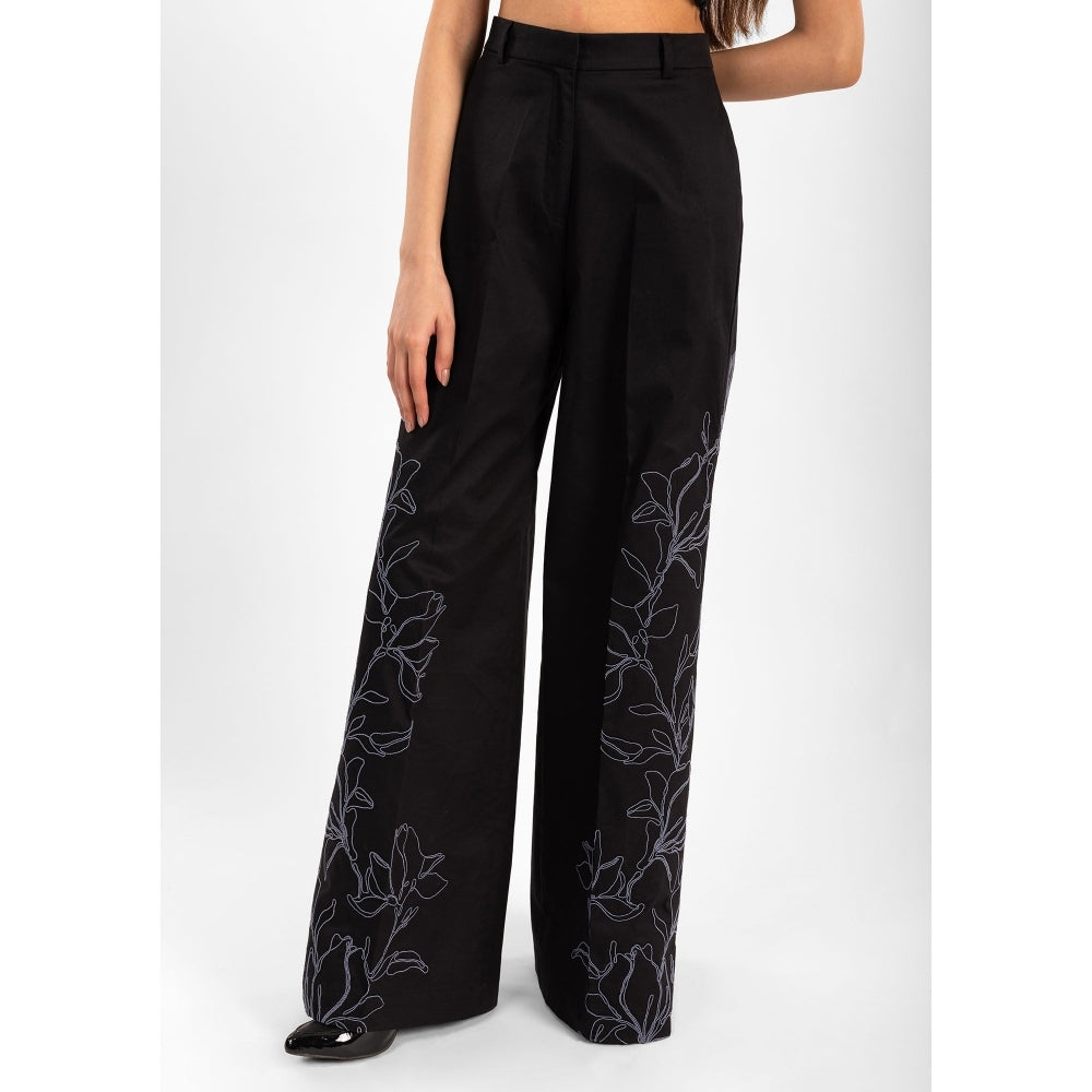 Contemponari Black Verona Embroidered Co-Ord (Set of 2)