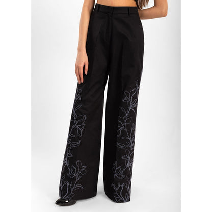 Contemponari Black Verona Embroidered Co-Ord (Set of 2)
