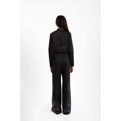 Contemponari Black Verona Embroidered Co-Ord (Set of 2)