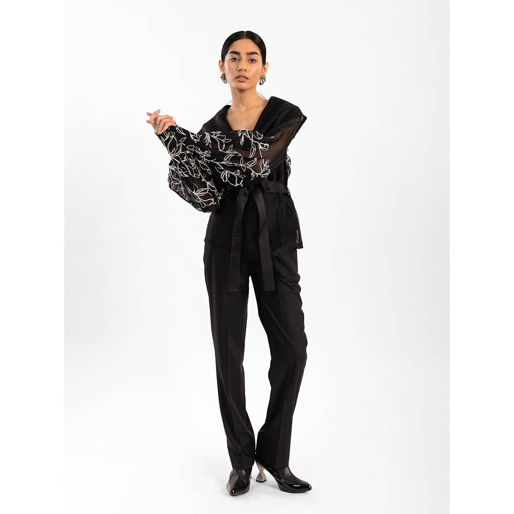 Contemponari Aelora Black Top With Belt