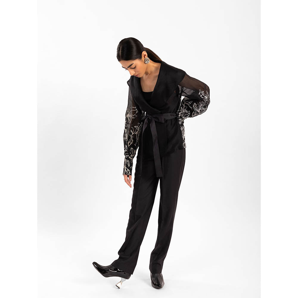 Contemponari Aelora Black Top With Belt