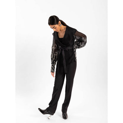 Contemponari Aelora Black Top With Belt