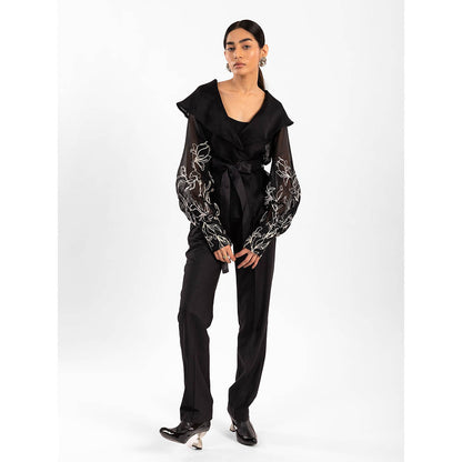 Contemponari Aelora Black Top With Belt