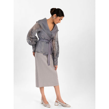Contemponari Aelora Grey Top With Belt