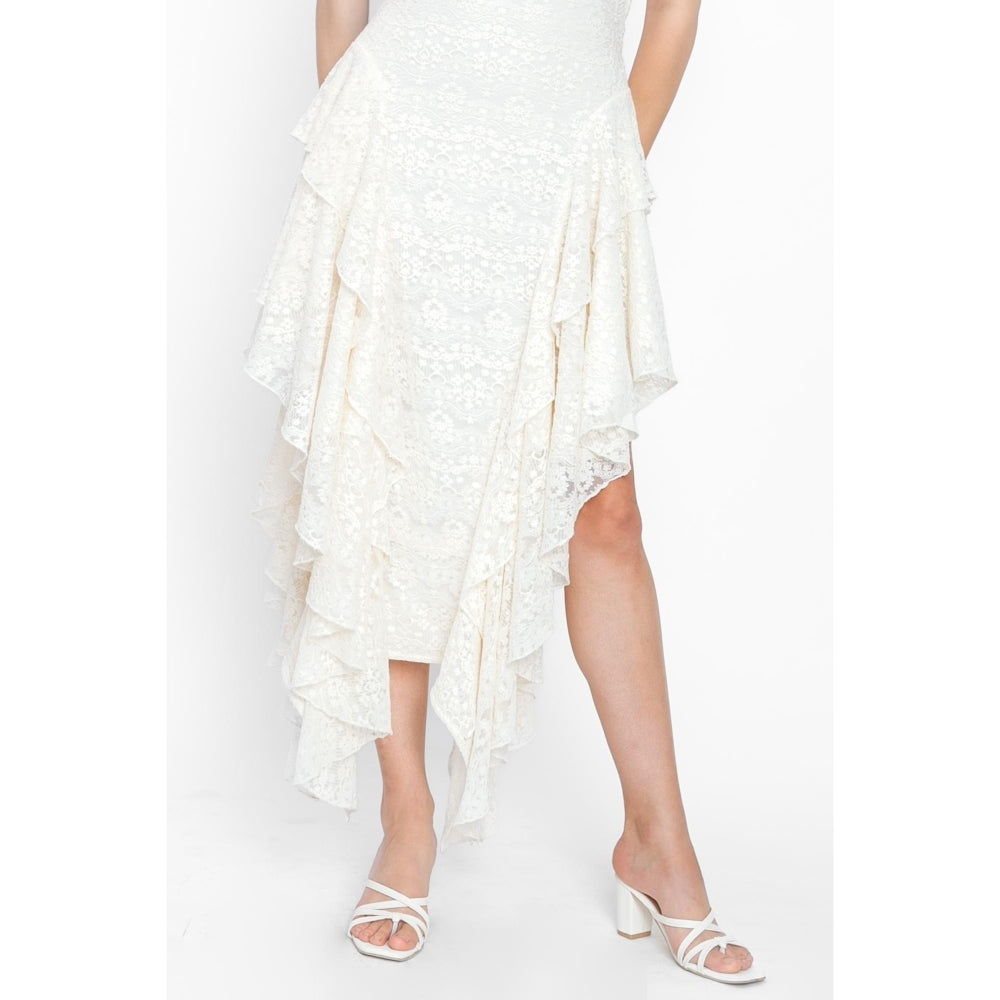 Contemponari White Embroidered Ara Maris Midi Dress