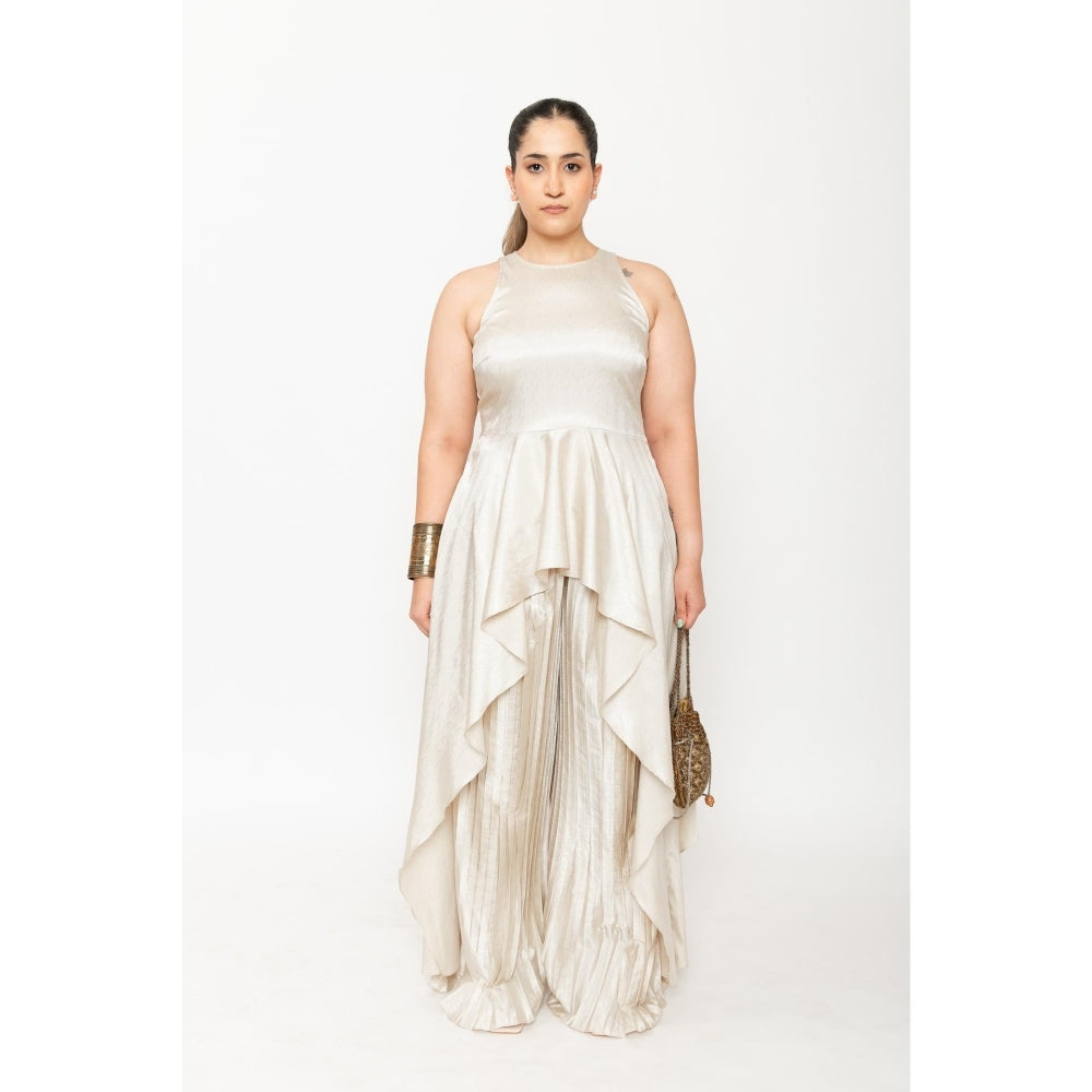 Contemponari Cream Vanilla Dusk Top with Palazzo