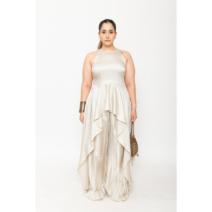 Contemponari Cream Vanilla Dusk Top with Palazzo