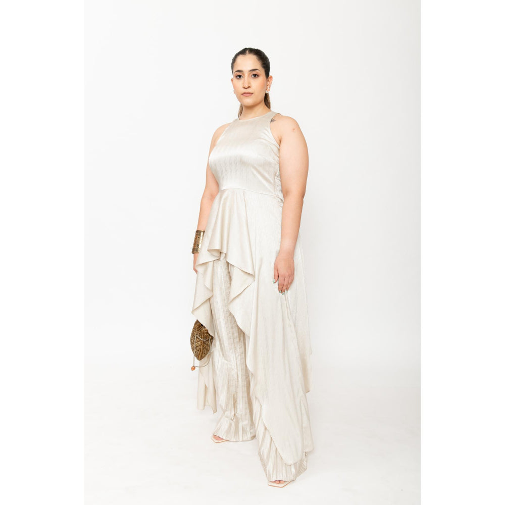 Contemponari Cream Vanilla Dusk Top with Palazzo