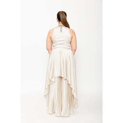 Contemponari Cream Vanilla Dusk Top with Palazzo