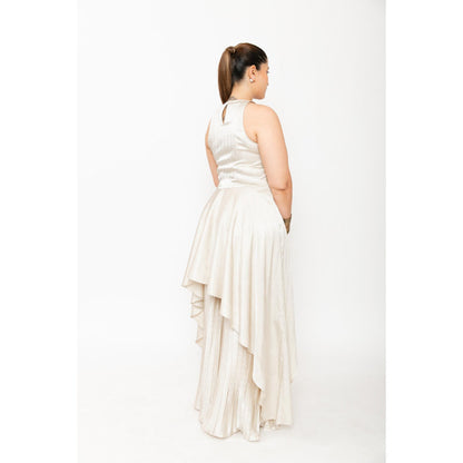 Contemponari Cream Vanilla Dusk Top with Palazzo