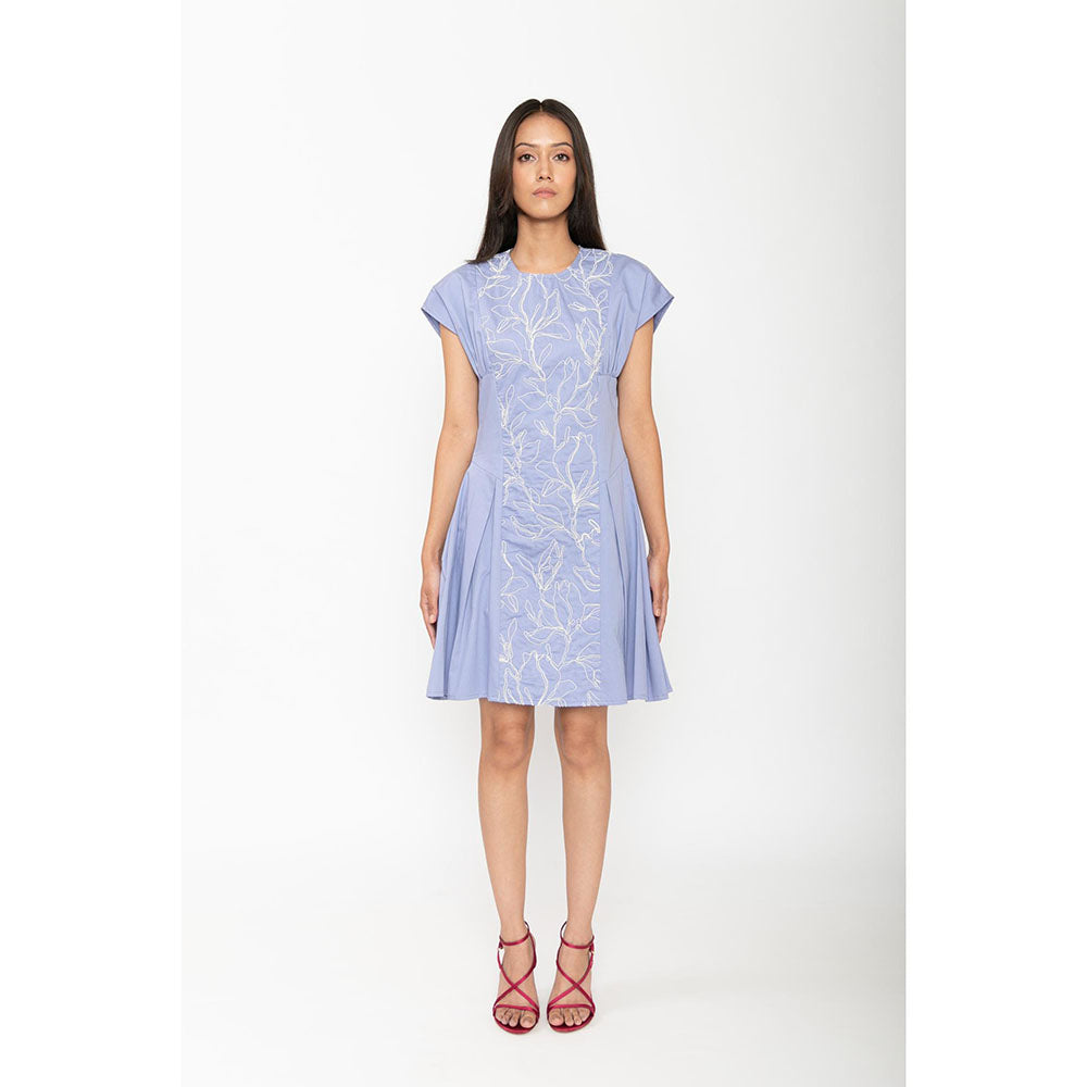 Contemponari Blue Lily Of The Valley Mini Dress
