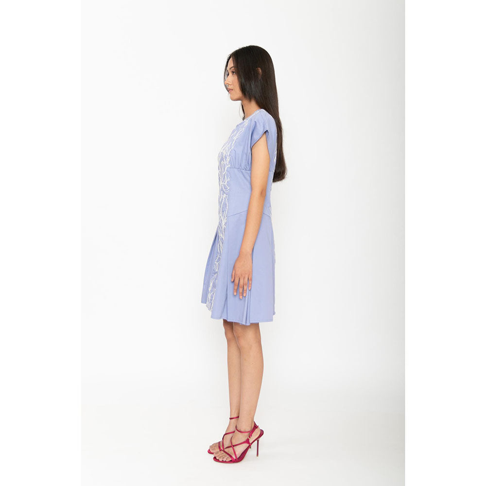 Contemponari Blue Lily Of The Valley Mini Dress