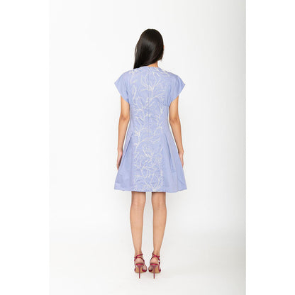 Contemponari Blue Lily Of The Valley Mini Dress