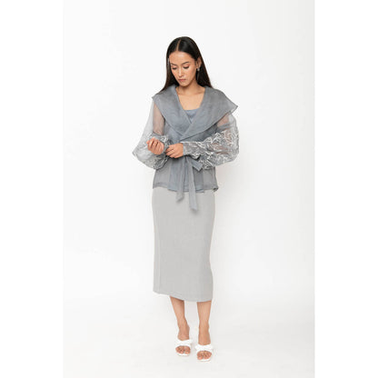 Contemponari Aelora Top with Belt - Grey