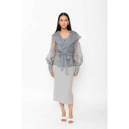 Contemponari Aelora Top with Belt - Grey