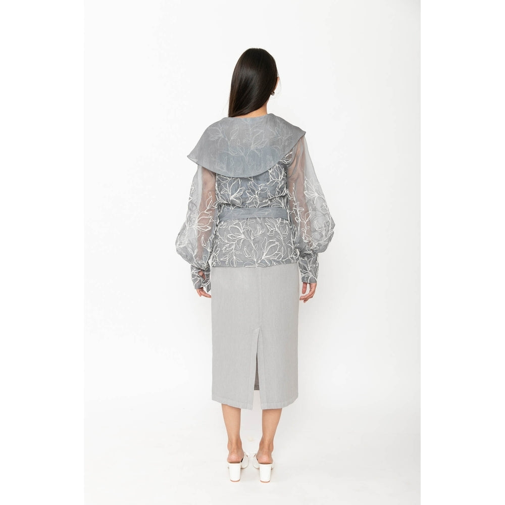 Contemponari Aelora Top with Belt - Grey