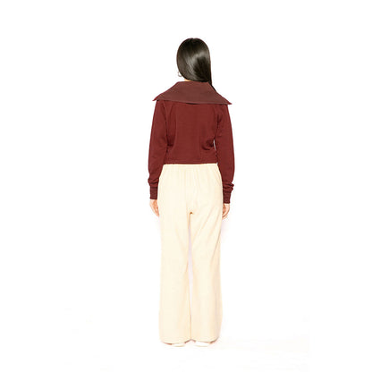 Contemponari Maroon Solid Full Sleeves Nestor Top