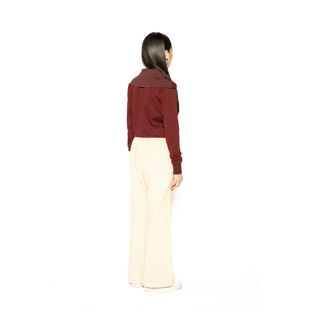 Contemponari Maroon Solid Full Sleeves Nestor Top