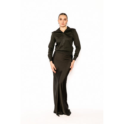 Contemponari Black Solid Full Sleeves Nestor Top