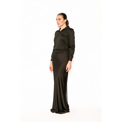 Contemponari Black Solid Full Sleeves Nestor Top