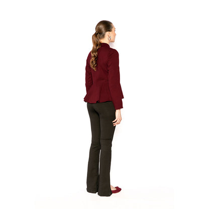 Contemponari Maroon Solid Full Sleeves Trojan Top