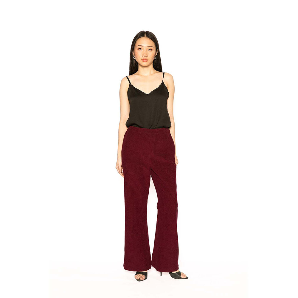 Contemponari Wine Troy Solid Pant