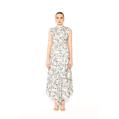 Contemponari Women Lycra Printed White Skirt