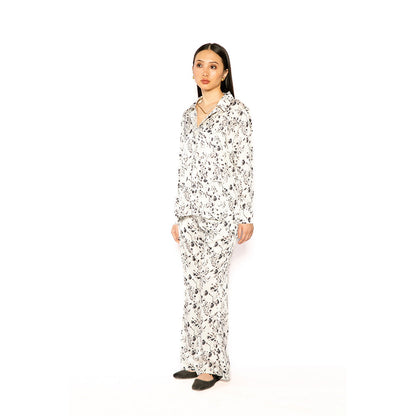 Contemponari Women Lycra Printed White Co-Ord Set