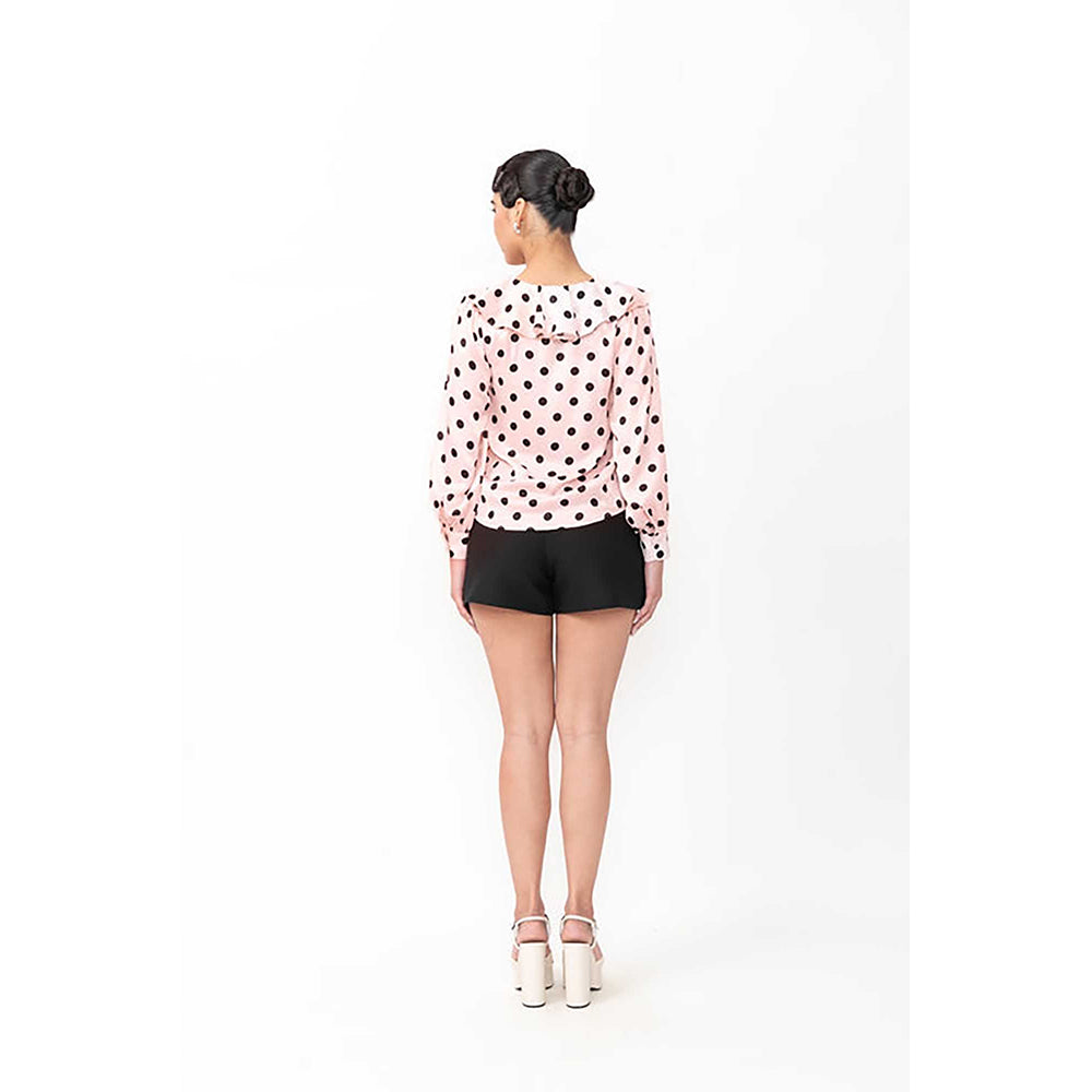 Contemponari Women Pink Satin Polka Dots Top