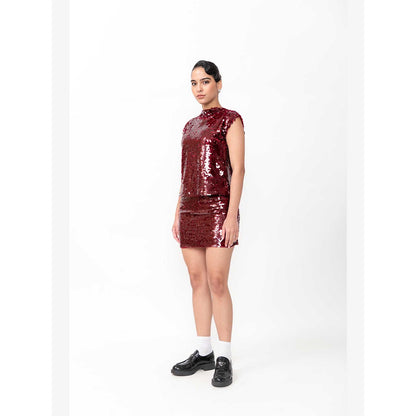 Contemponari The Heartstring Red Mini Skirt