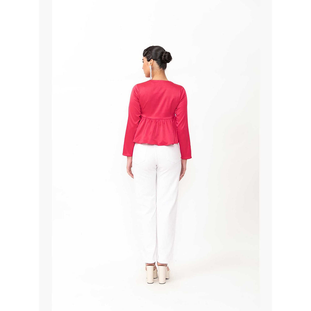 Contemponari Women Pink Satin Solid Top
