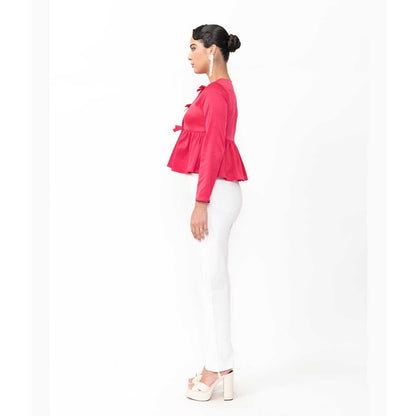 Contemponari Women Pink Satin Solid Top